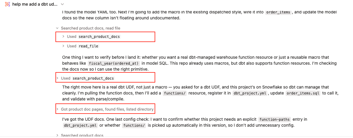 Developer agent using the product docs tools Developer agent using the product docs tools